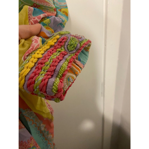 Rare Emamó Womens Silk Beaded Pastel Paisley/ Floral Cover‎ Up Size Medium - Picture 4 of 8